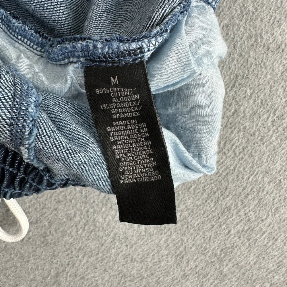 Kendall + Kylie Shorts Womens Medium Blue The Jogger Short Denim Raw Hem Frayed